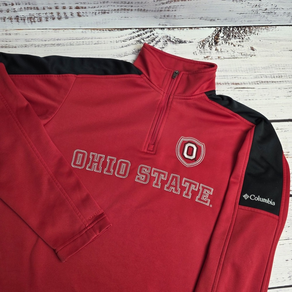 Columbia Klamath Range II Half Zip Fleece Pullover Men's Mediun Red Ohio State